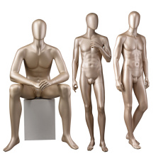 Gold fashion modern display muscular bodybuilder clothes store used abstract male mannequin